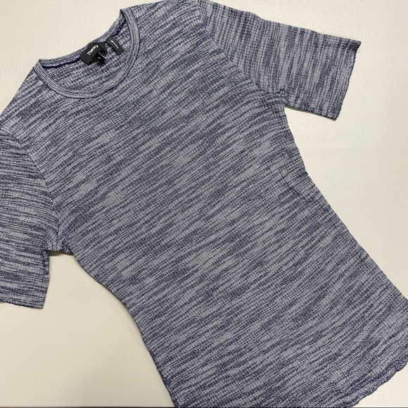 Theory Tops - Theory Blue Gray Heathered Top Shirt Short Sleeve